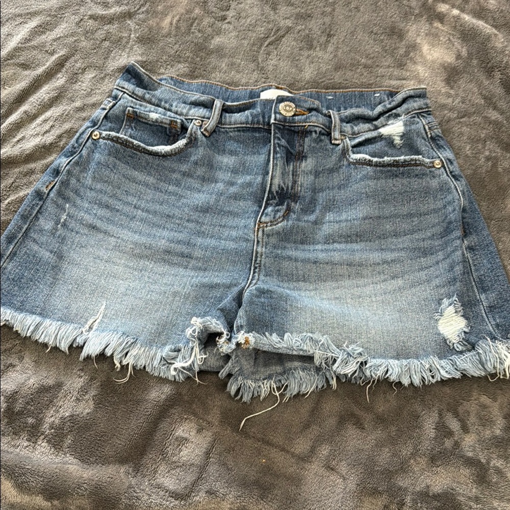 LOFT Blue Distressed Jean Shorts